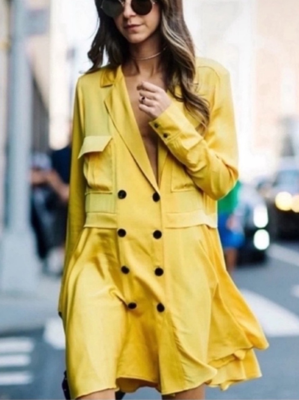 Marissa Webb Elise Long Sleeve Silk Mini Dress Canary Yellow